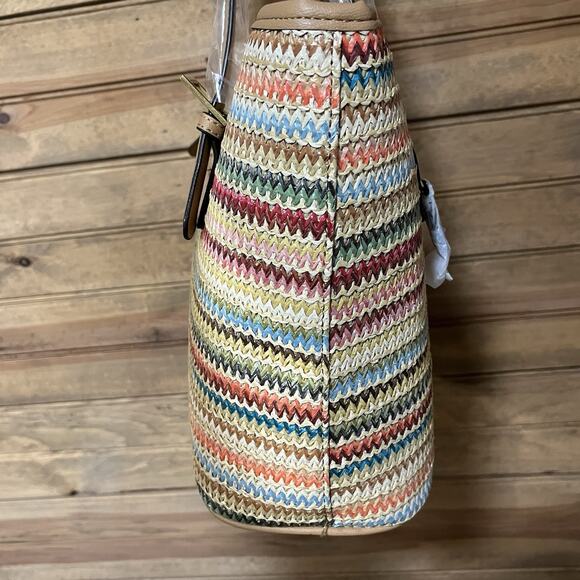 Style & Co Women’s Woven Straw Shoulder Bag NWT Spring Colors Faux Leather Trim - Picture 6 of 15